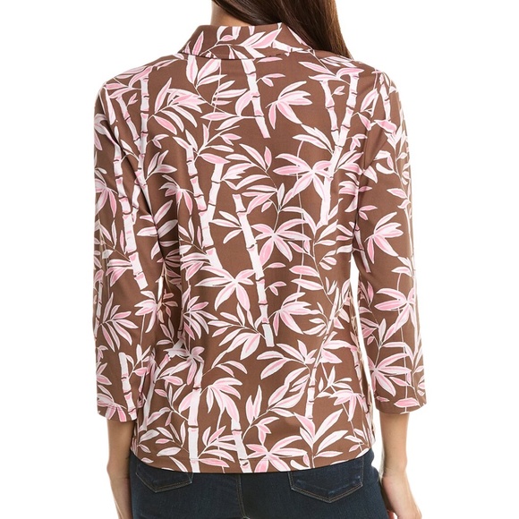 NEW! J. McLaughlin Cornelia Top 3/4 Sleeve Brown & Pink Bamboo Grove XS - $178 - Picture 6 of 11